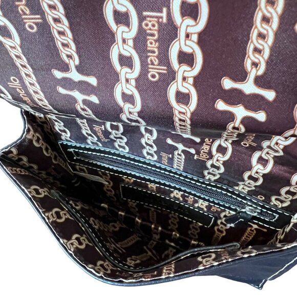 Vtg Tignanello Crossbody Bag Brown Pebbled Leather Purse Zip Magnet Stitching - Picture 6 of 11